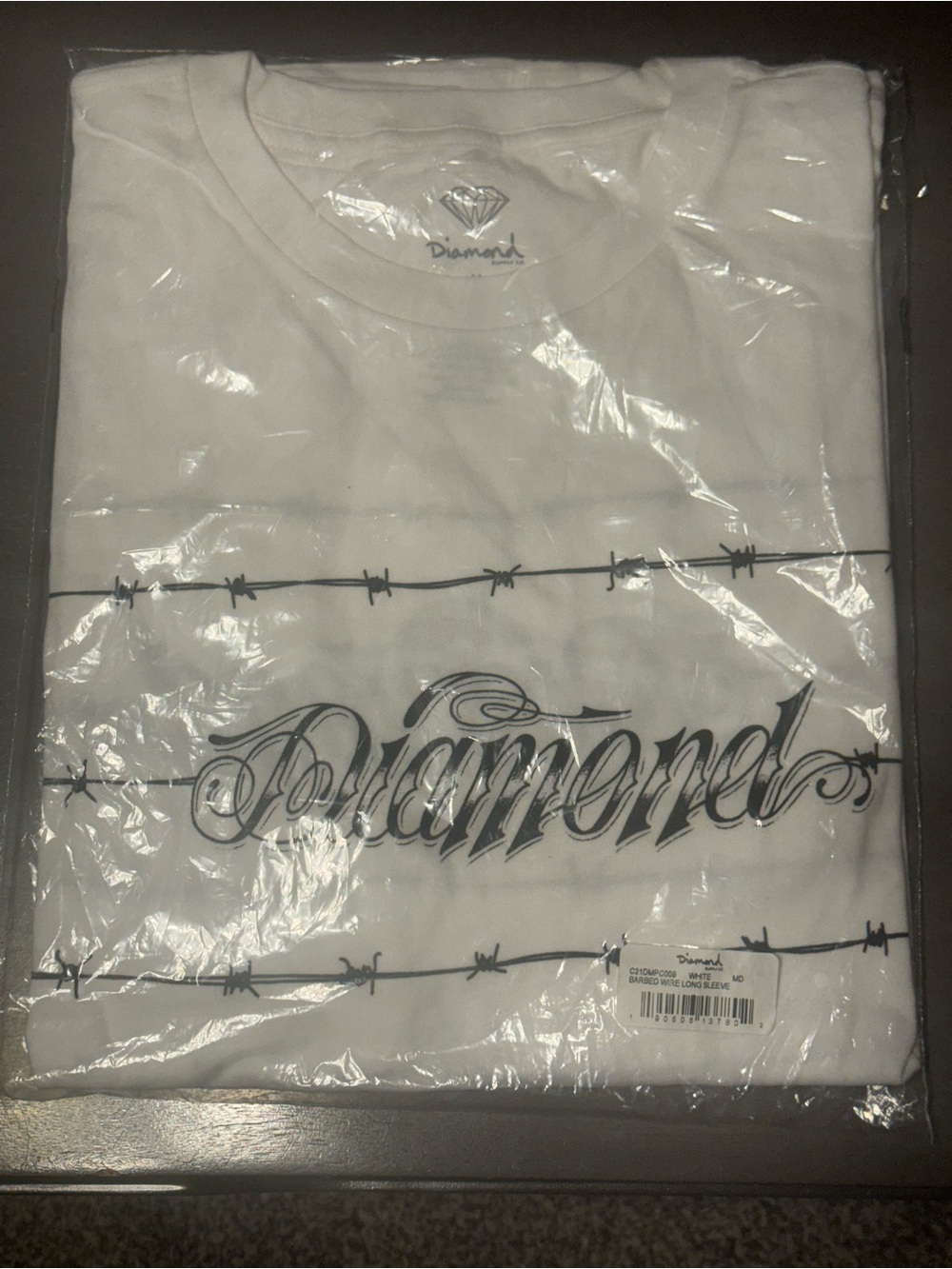 Diamond Supply Co. Men’s Barbed Wire White Long-Sleeve Tee Size M